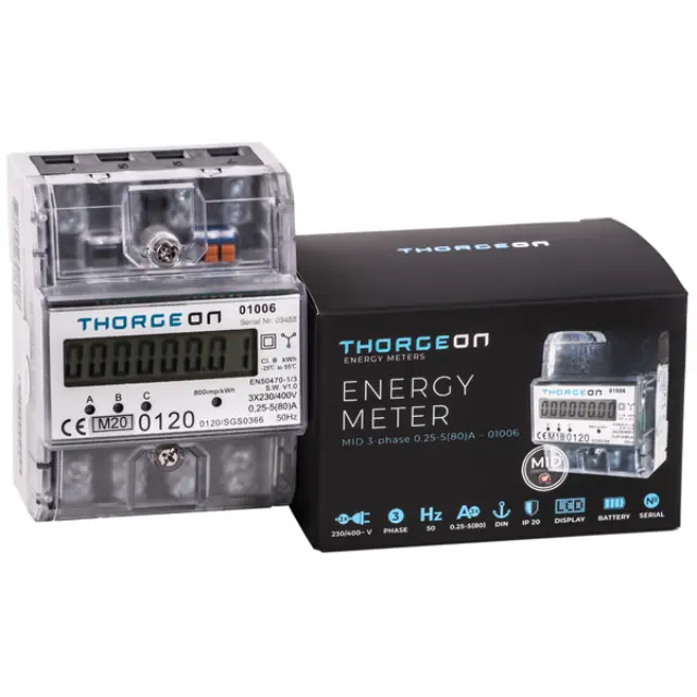 3-Phase DIN Energy Meter 80A MID certificate