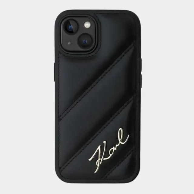 Θήκη Για iPhone 14/15/13 6.1" Karl Lagerfeld Diagonal Quilted Script KLHCP14SPQDSMGK Μαύρο - ONESIZE 2