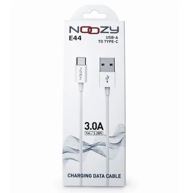 Καλώδιο Σύνδεσης και Φόρτισης Noozy Flow E44 USB-A σε USB-C 3A Λευκό 1m