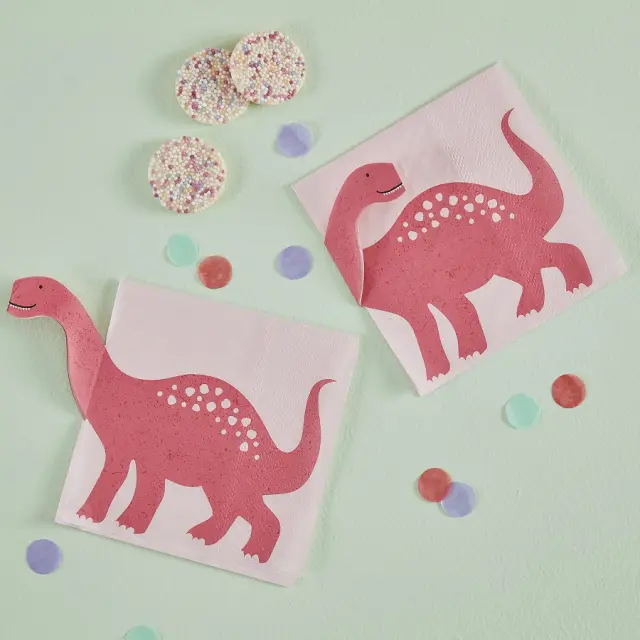 Χαρτοπετσέτες Ροζ Δεινόσαυρος /Pink Dinosaur / 16 τεμ