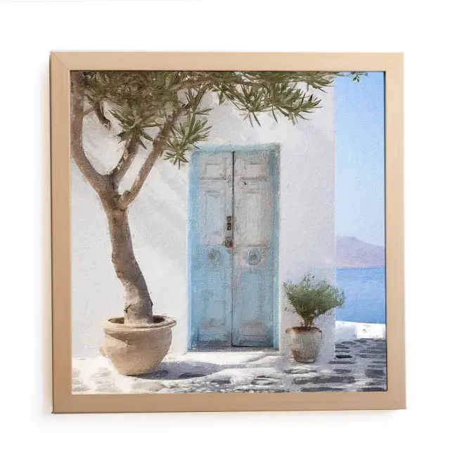 Θέμα (island 12 ) 1 Κάδρο 37x37cm κορνίζα ξύλινη χρώμα φυσικό ξύλο θέμα με πλαστικοποίηση (Κ 2033/83+12 island)