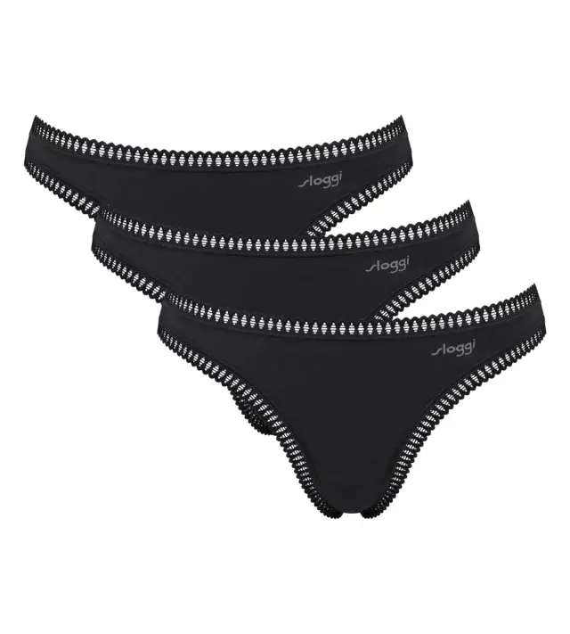 Sloggi Βαμβακερά Σλιπ Go Crush H String C3P Μαύρο 3-Pack 2