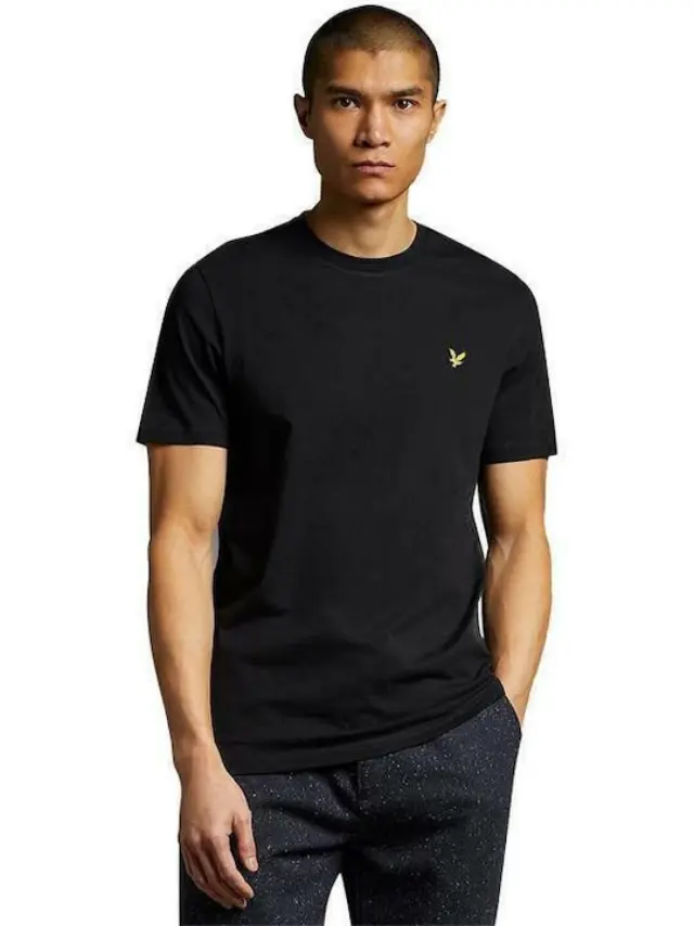 LYLE + SCOTT INSET COLLAR T-SHIRT ΑΝΔΡΙΚΗ ΜΠΛΟΥΖΑ JET BLACK 3