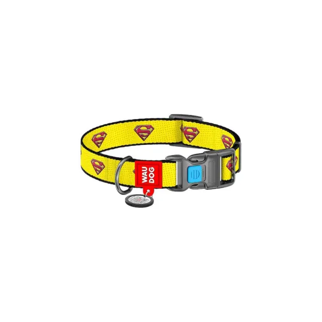 Wau Dog Περιλαίμιο με Smart ID & Πλαστικό Κούμπωμα Superman Yellow Κίτρινο - XL