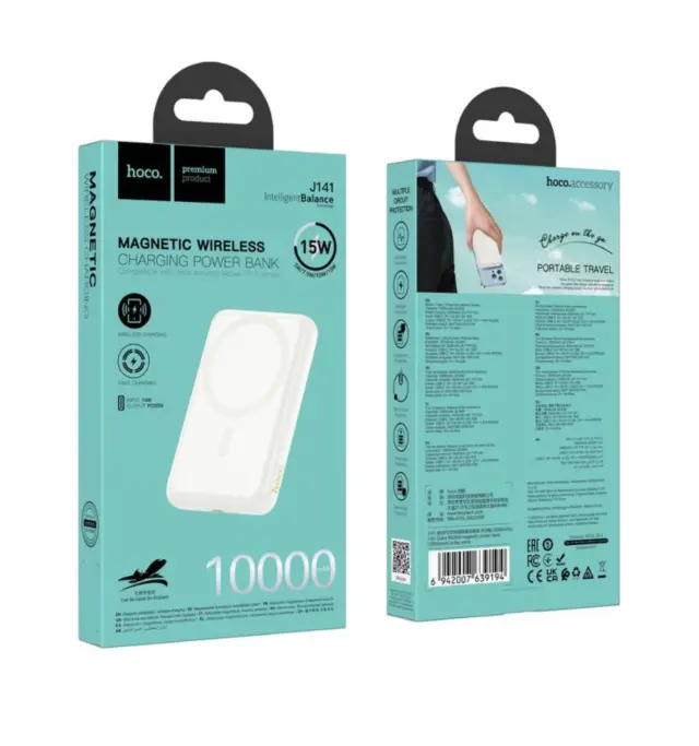 Hoco Power Bank 10000mAh 15W με Θύρα USB-C Power Delivery Λευκό J141 3