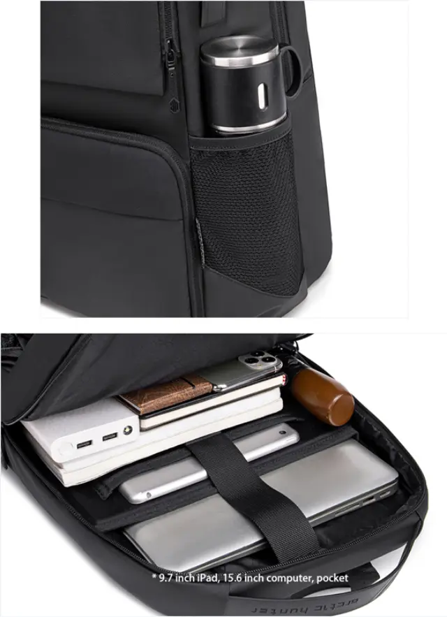 ARCTIC HUNTER τσάντα πλάτης B00532 με θήκη laptop 15.6", USB, 28L, μαύρη 2