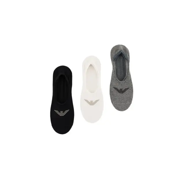 Emporio Armani Ανδρικές Κάλτσες Σουμπά Eagle Logo - Τριπλό Πακέτο, Χρώμα Black-White-Melange - 39-42