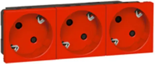 Multi-support multiple socket Mosaic - 3 x 2P+E automatic term. - tamperproof