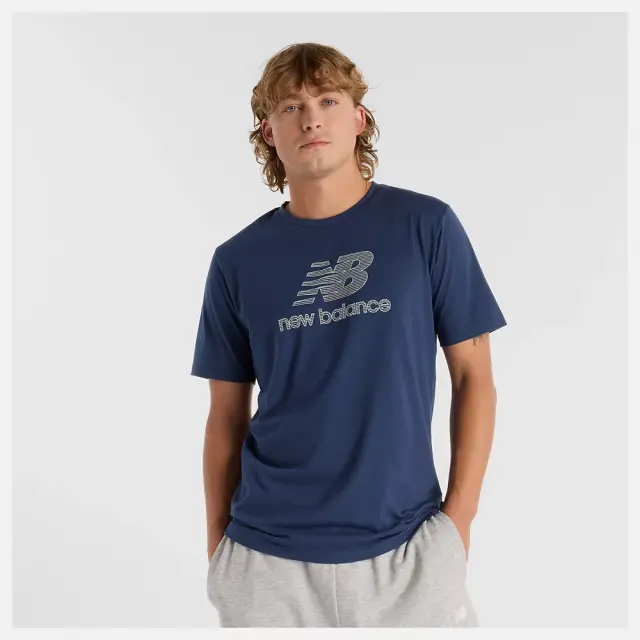 New Balance Heathertech Logo T-Shirt (MT51003-NVY) - Μπλέ