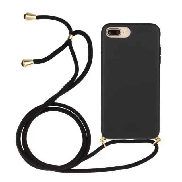 Θήκη Σιλικόνης με Κορδόνι για το Λαιμό Για iPhone 6/6S PLUS - Μαυρο OEM