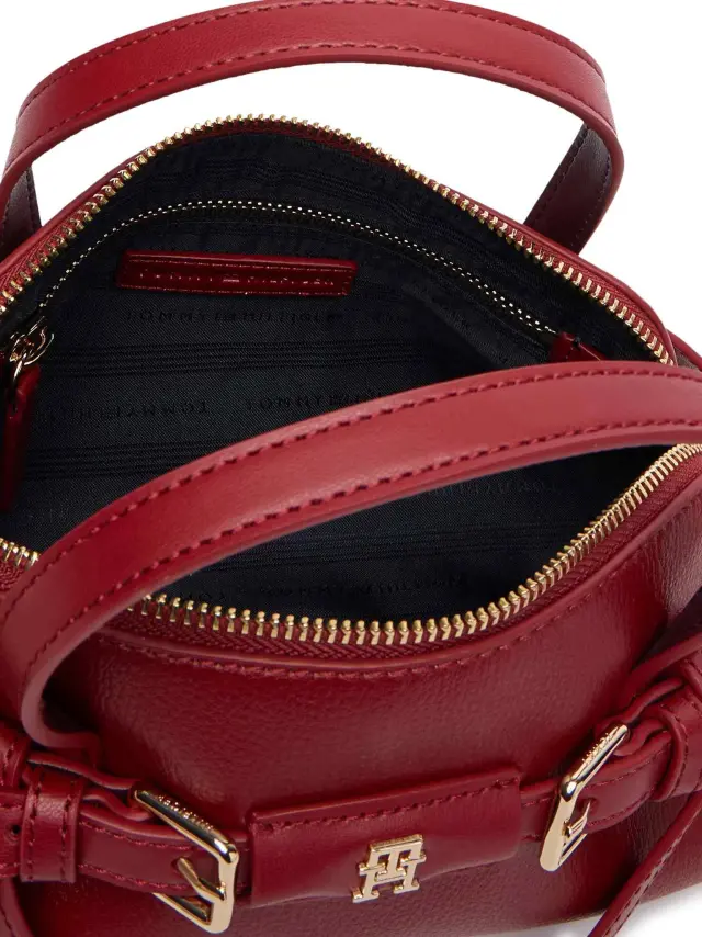 Tommy Hilfiger Γυναικεία Μικρή Τσάντα Χειρός TH Buckle Μπορντό 3