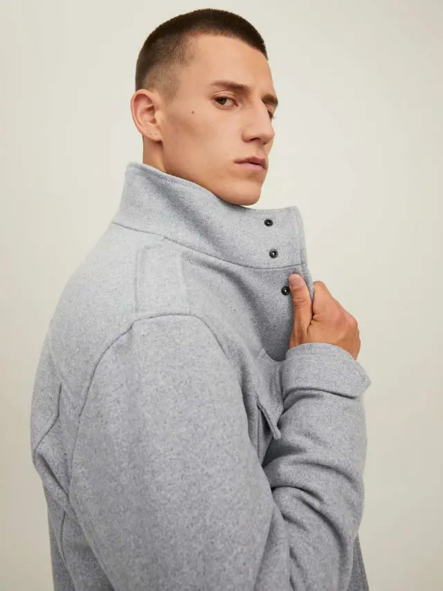 JPRBLAPARKER WOOL FIELD JKT SN Light Grey Melange 2