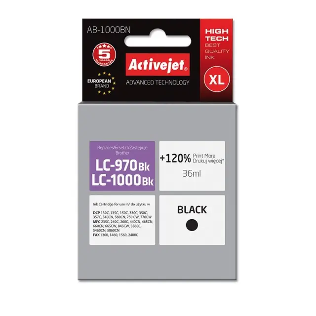 Activejet AB-1000BN ink (replacement for Brother LC1000 -LC970Bk Supreme 35 ml black)