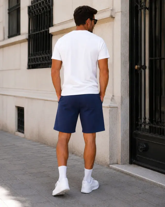 Noshame® Σετ T-shirt & Βερμούδα Λευκό-Navy με τύπωμα - 752625 - M 2