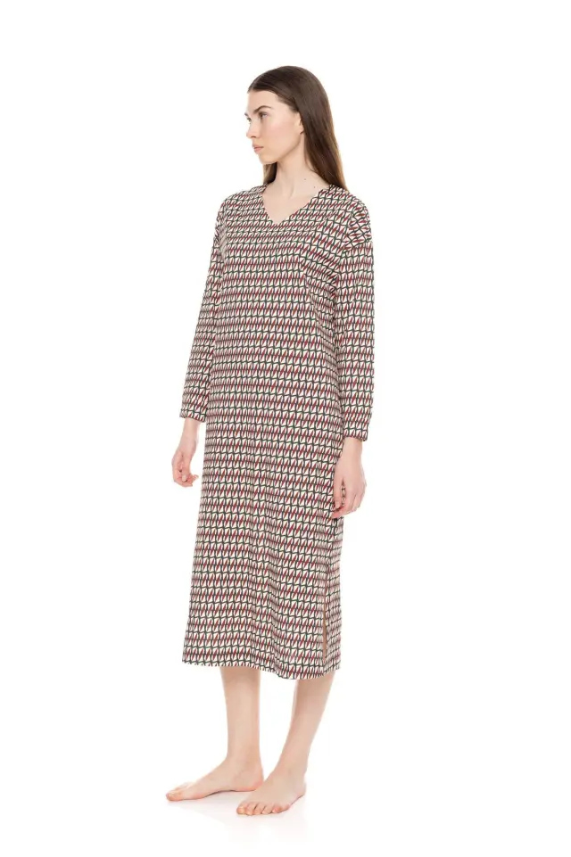 W1564 - Type - NIGHTGOWN V FOREST GREEN GEO 2