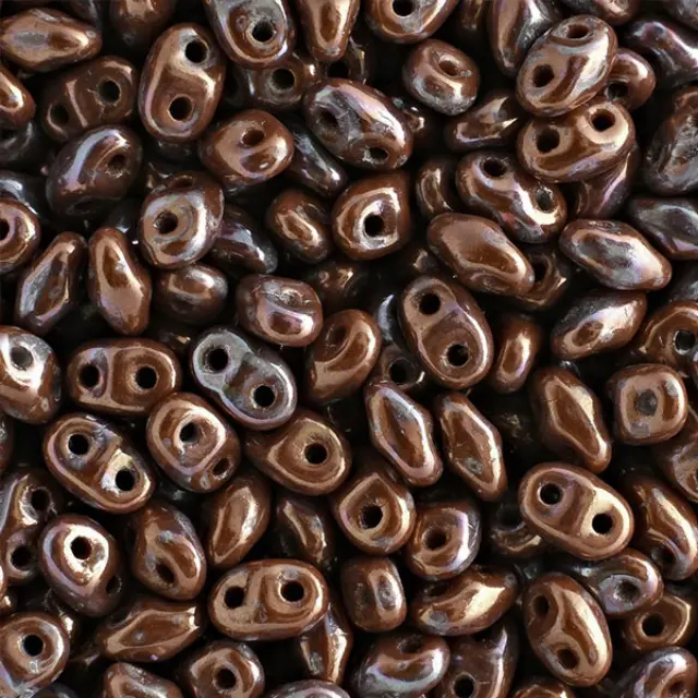 Χάντρα MiniDuo - Opaque Chocolate Nebula 2x4mm ~7gr