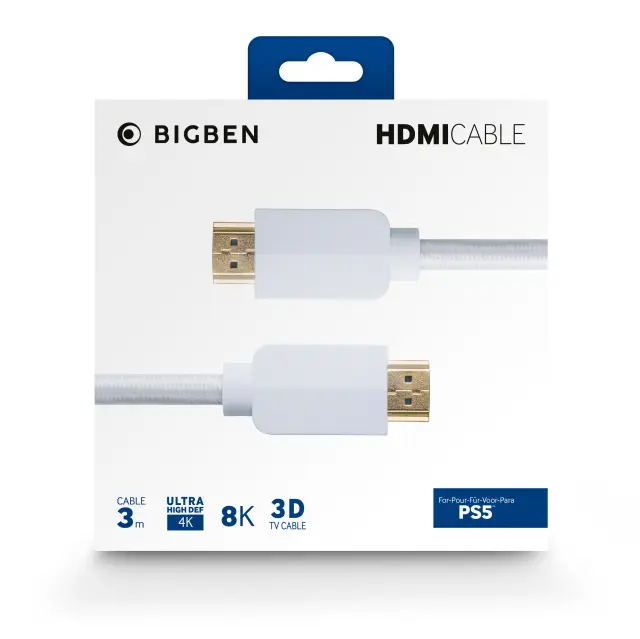 Nacon HDMI Cable 2.1 Braided, 8K - 3m, White - PlayStation 5