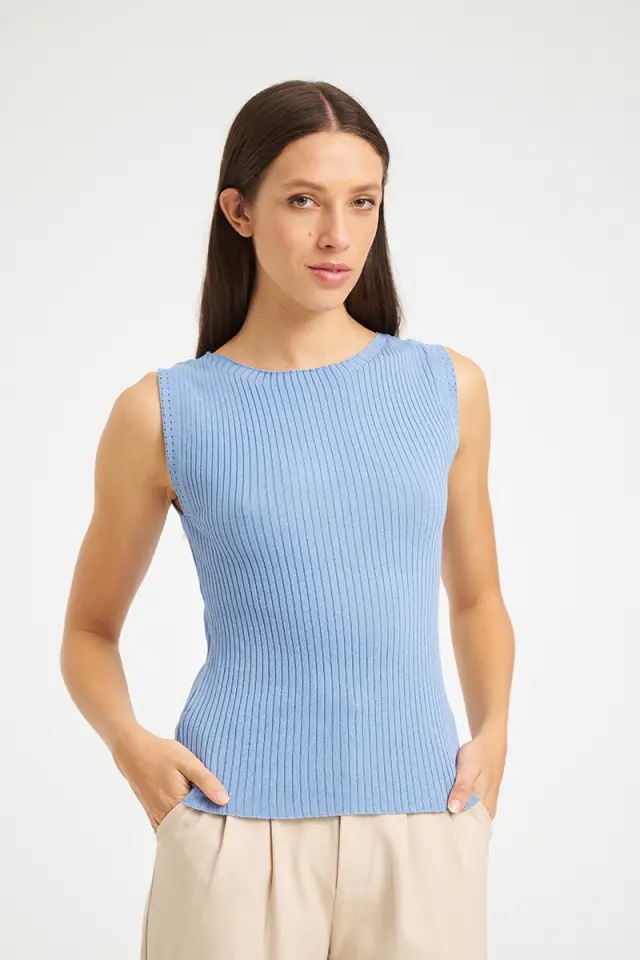 Ριπ Πλεκτό Τοπ με Στρογγυλή Λαιμόκοψη VENETSIA KNIT TOP - XS