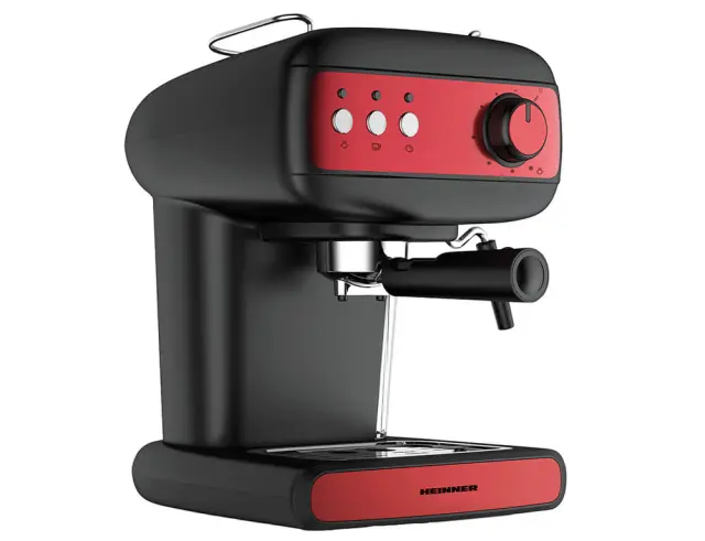 Καφετιέρα Espresso Heinner HEM-1100BKRD με ισχύ 850W, χωρητικότητα δοχείου νερού 1,2L και πίεση 15 bar HEM-1100BKRD