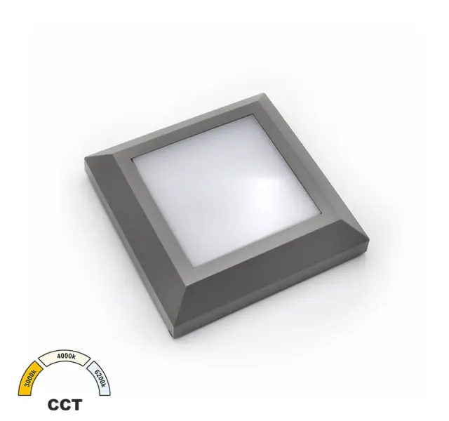 LED ΦΩΤΙΣΤΙΚΟ PC ΕΠΙΤΟIXO ΤΕΤΡΑΓΩΝ0 D125mm 4W CCT IP65 ΓΚΡΙ