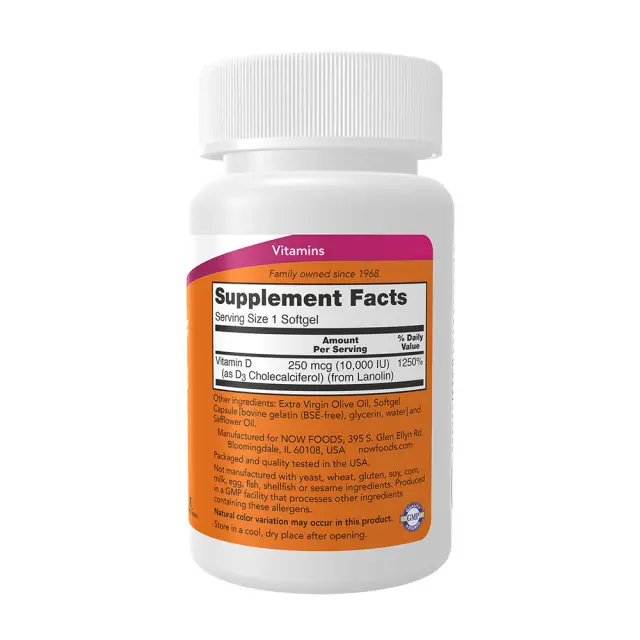 Now Foods Vitamin D-3 10,000 IU 240 Softgels 2