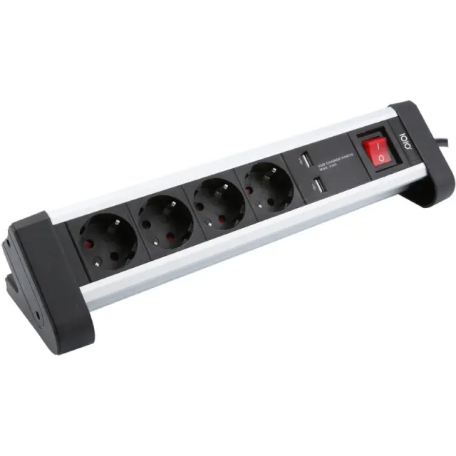 Πολύπριζο Ασφαλείας 4 Θέσεων Με 2 USB Διακόπτη Και Βάση Για Γραφείο OLYMPIA SL 2425 U 3