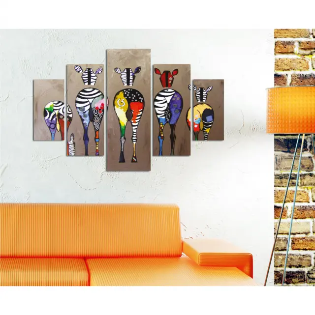 ΠΙΝΑΚΑΣ ΠΕΝΤΑΠΤΥΧΟ MDF COLORFUL ZEBRAS 82Χ56x3 FB97207.03 3