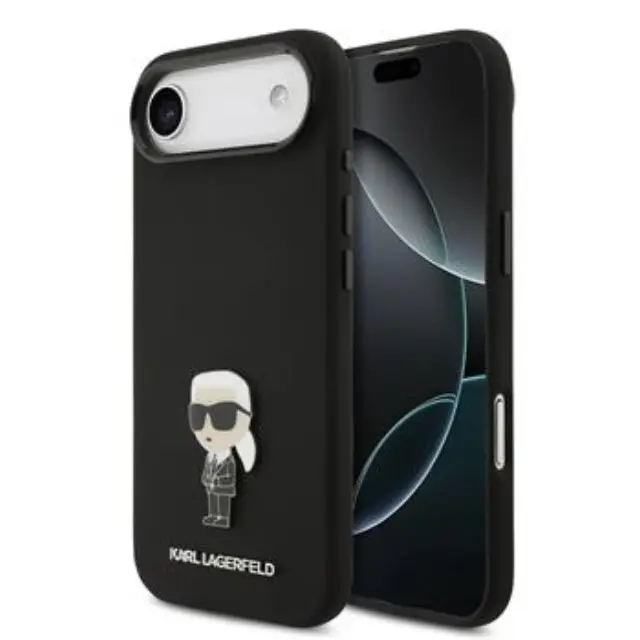Karl Lagerfeld Liquid Silicone Metal Ikonik Case for iPhone Air Black