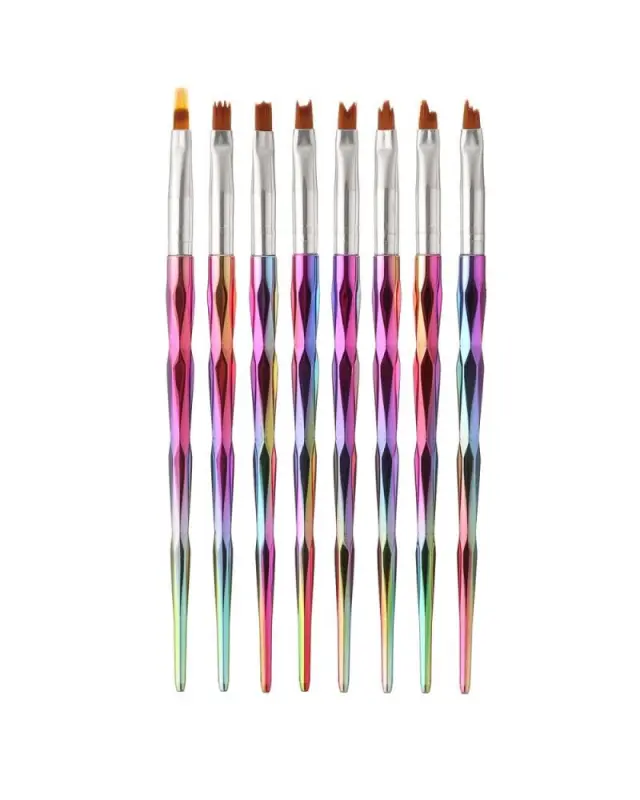 Σετ 8 πινέλα νυχιών rainbow για σχέδια nail art 2