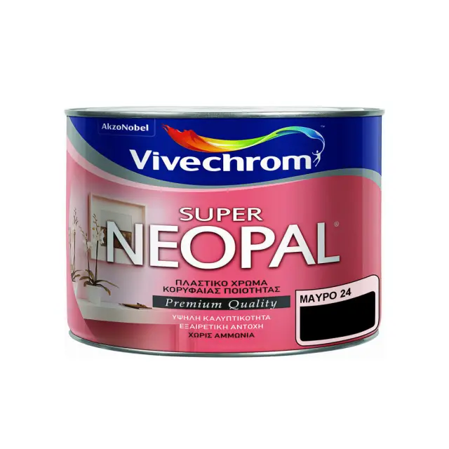 Πλαστικό Χρώμα για Εσωτερική Χρήση 375ml Vivechrom Super Neopal Νο24 Μαύρο