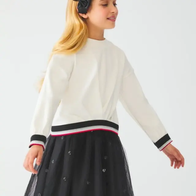Mini 2 έως 10 ετών Φούστα τούλι κέντημα πούλιες μαύρο - 4Ε