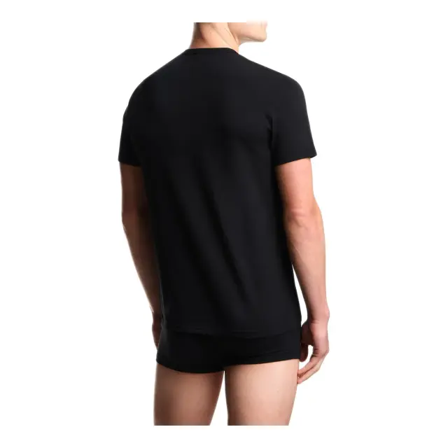 Emporio Armani Ανδρικό T-Shirt Lounge Stretch Cotton - Διπλό Πακέτο, Χρώμα Μαύρο-Μαύρο 3