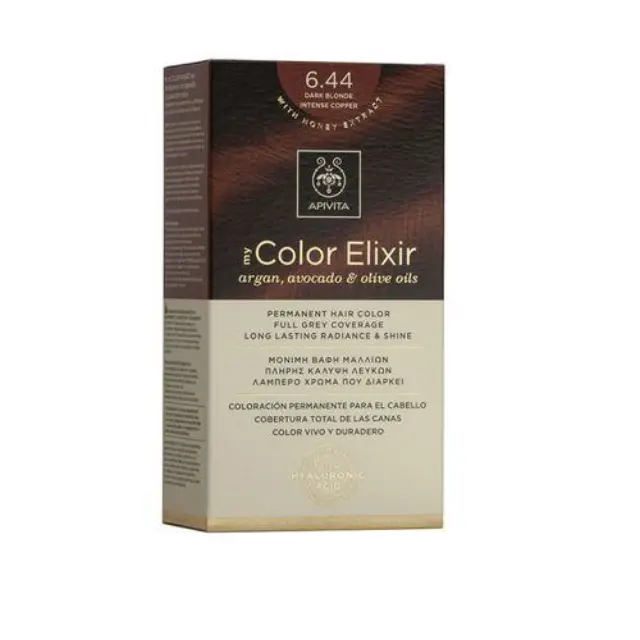 Apivita My Color Elixir 6.44 Μόνιμη Βαφή Μαλλιών Ξανθό Σκούρο Έντονο Χάλκινο, 50ml