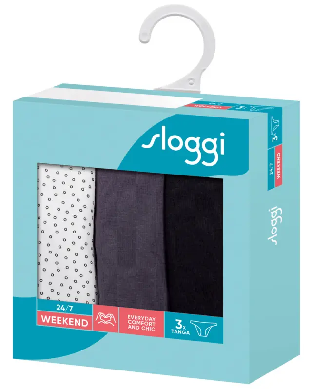 Sloggi 24/7 Βαμβακερά Σλιπ Hipster Weekend Γκρι/Μαύρο/Λευκό 3-Pack - S 3
