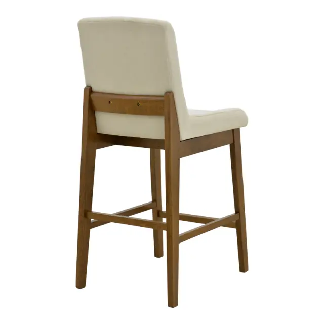 Σκαμπό μπαρ Dalby pakoworld καρυδί rubberwood και εκρού ύφασμα 50x45x102,5εκ | Συσκευασία 2 τμχ 2