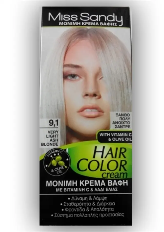 Miss Sandy Hair Color Cream 9/1 Ξανθό Πολύ Ανοιχτό Σαντρέ 60ml