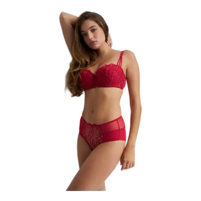 Luna Γυναικείο Σουτιέν Ελαφριά Ενίσχυση Balconette Cut & Sew Lilium, Χρώμα Wine Red 2