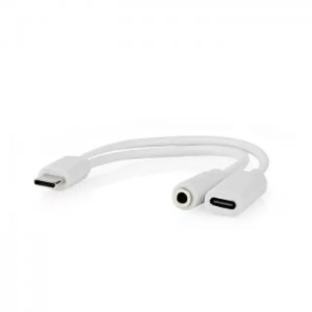 Καλώδιο-αντάπτορας USB High-Speed Type-C αρσ. - USB Type-C θηλ. / 3.5mm θηλ., 0.10m, σε λευκό χρώμα. 2