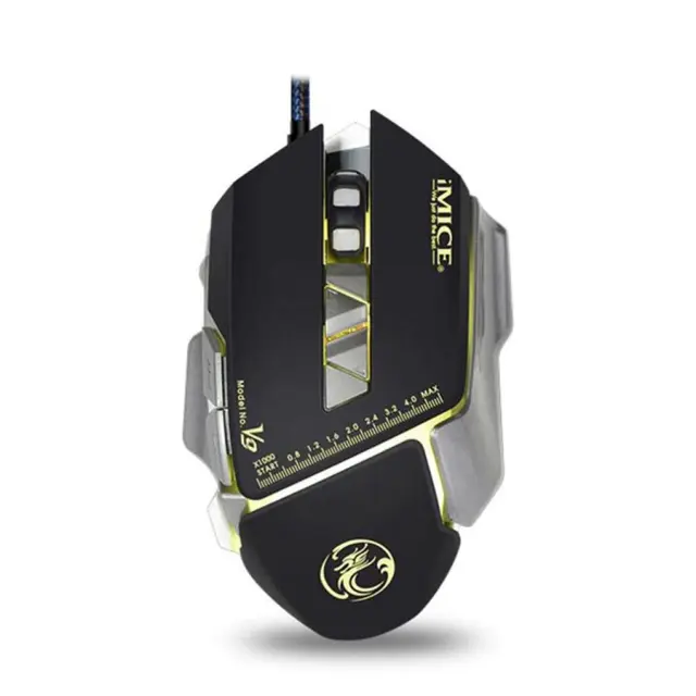 Ενσύρματο Ποντίκι iMICE V9 Gaming 7D με 7 Πλήκτρα, 2400 DPI, Multimedia και LED Φωτισμό. Μαύρο-Γκρι 3