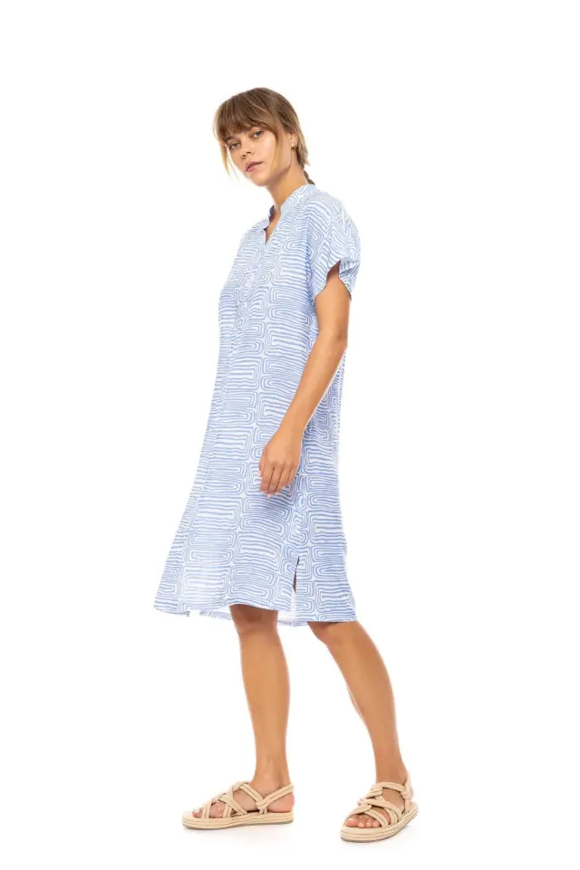 Beachwear B553 Midi Ice Blue Geo Pink Label 2