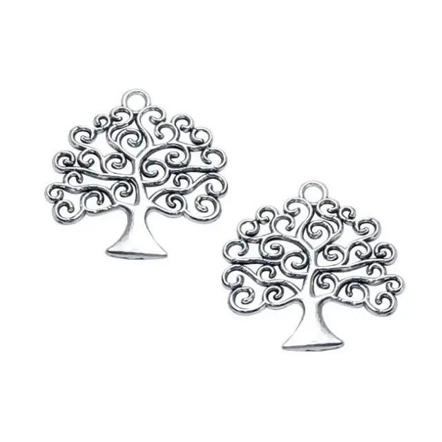 Μεταλλικό Διακοσμητικό Tree of Life 39x39x3mm - Antique Silver - 5τεμ