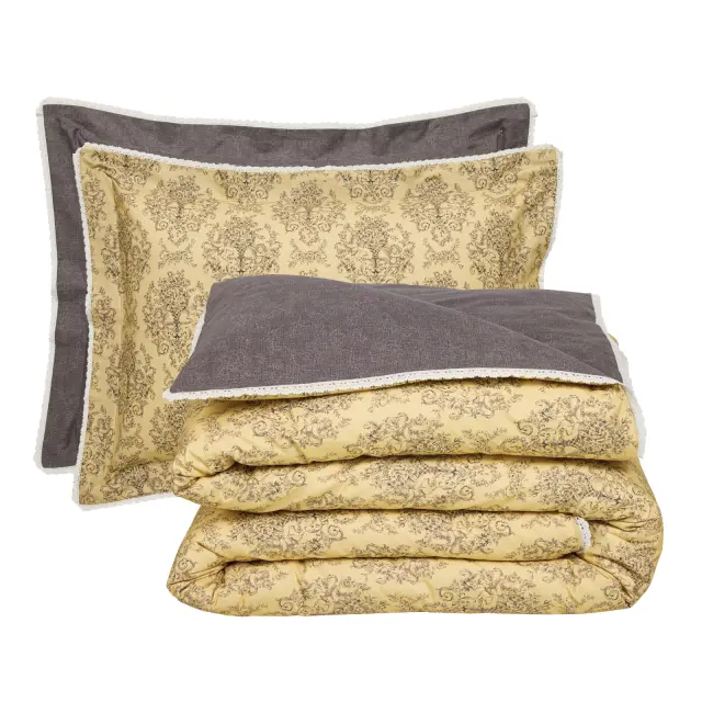Σετ Παπλωματοθήκη 220x240 Υπέρδιπλη Prestige Das Home 1730 Yellow-Black 100% Βαμβακοσατέν 3