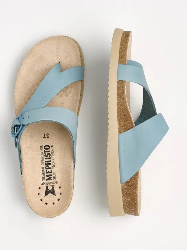 Mephisto Σαγιονάρες Γυναικείο δέρμα Nubuck Μπλέ MEP/HELEN SKY BLUE 3
