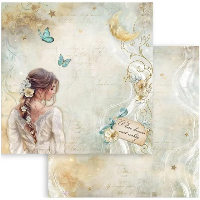 Χαρτί Scrapbooking Stamperia Διπλής Όψης - Masquerade Lady Butterfly - 31x30cm