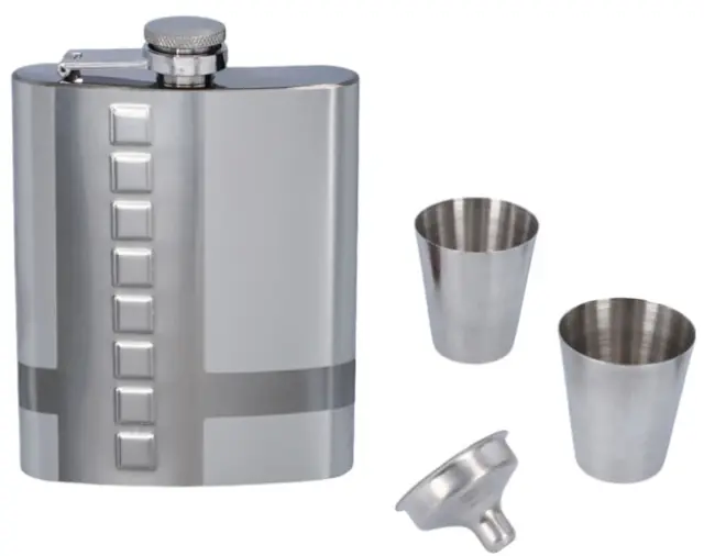 Flask Set Φλασκί Ποτού Πολυτελείας με 2 Σφηνοπότηρα Square (4108) - 210ml 2