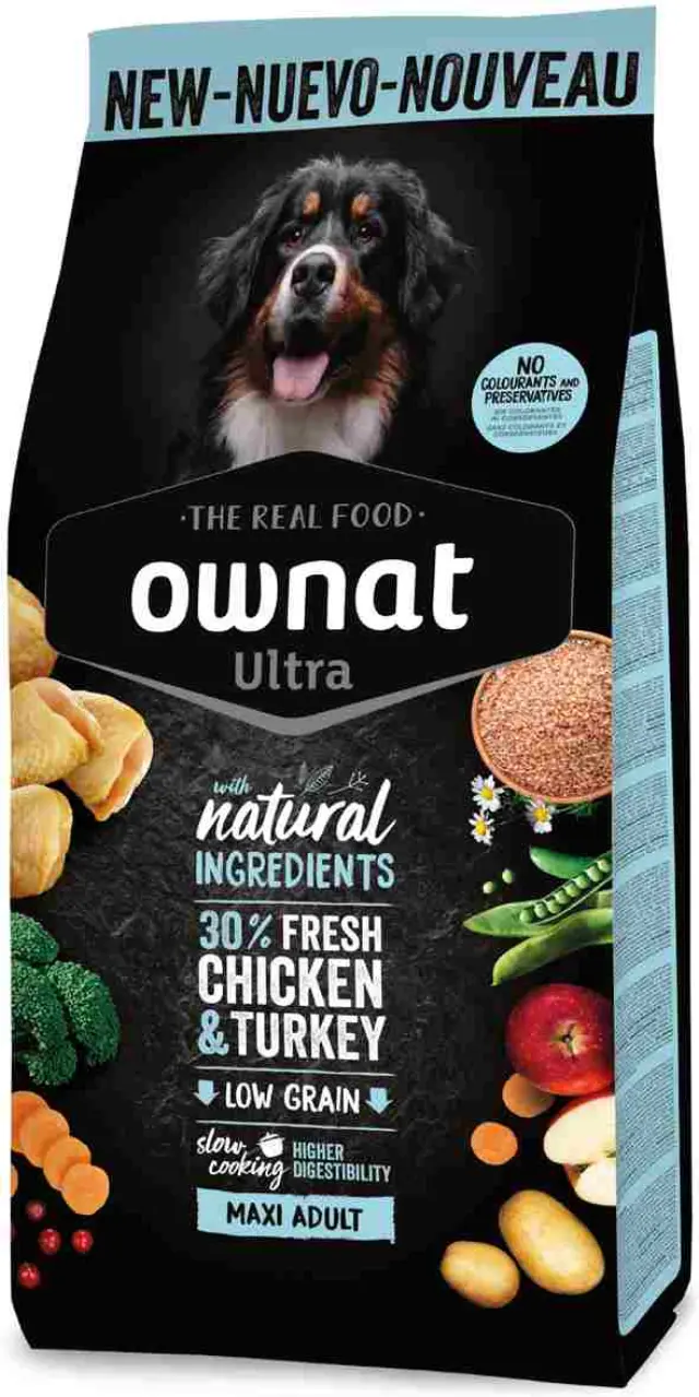 Ownat Ultra Dog Low Grain Adult Maxi Chicken & Turkey 12Kg Μονόχρωμο