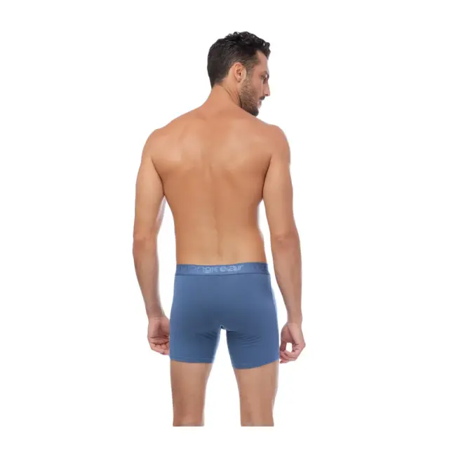 Mengear Basic Ανδρικό Βαμβακερό Long Boxer Εξωτερικό Λάστιχο 2τμχ Minerva - Μπλε ραφ 2