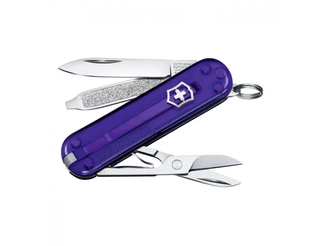 Ελβετικός Σουγιάς Victorinox Classic SD Transparent με 7 λειτουργίες και μήκος 5.8cm - Persian Indigo0.6223.T29G