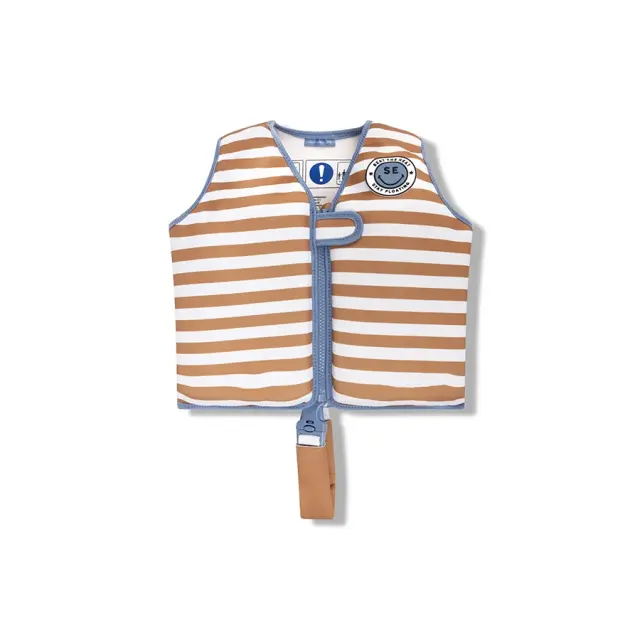 Swim Essentials: Σωσίβιο γιλέκο κολύμβησης με ιμάντα ασφαλείας (2-3 ετών) "Brown White Striped" 411487
