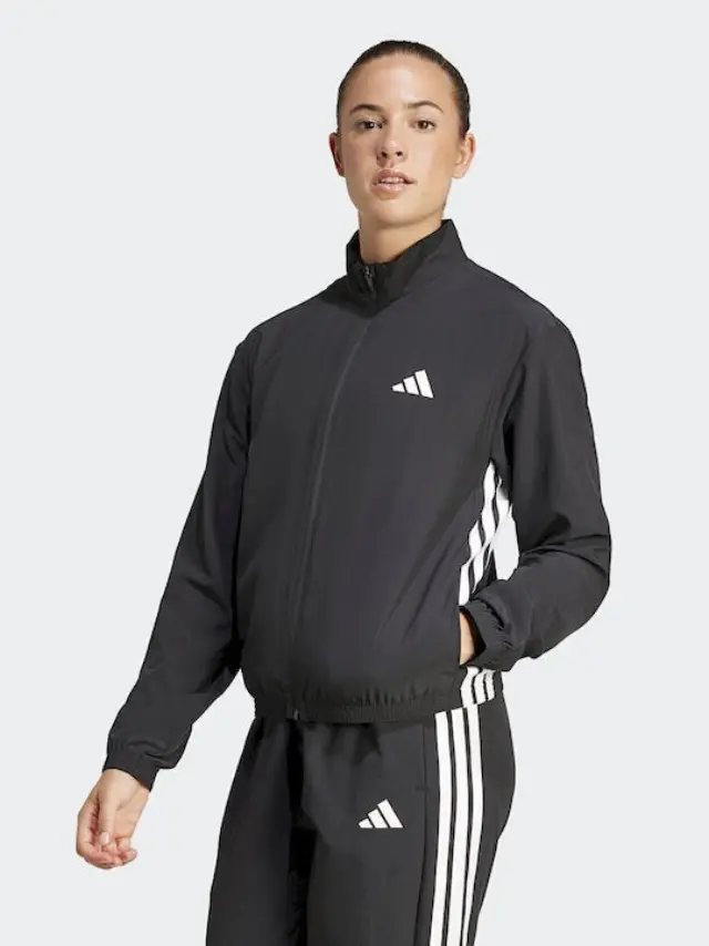 Adidas Essentials 3-Stripes Women's Sweatshirt Jacket Black JD6539 - L
